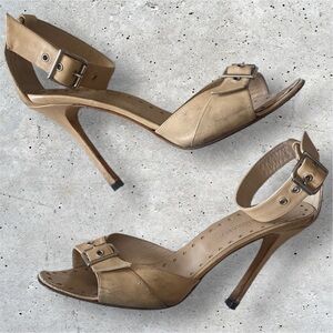 Manolo Blahnik Tan Heels Strappy Design